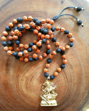 Load image into Gallery viewer, Yoga Mala | Lava Rudraksha Goddess Saraswati Pendant Pendant Neckalce | 108 Beads