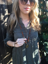 Load image into Gallery viewer, Yoga Mala | Black Agate Rudraksha OM Pendant Pendant Neckalce | 108 Beads