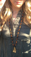 Load image into Gallery viewer, Yoga Mala | Lava Rudraksha Goddess Saraswati Pendant Pendant Neckalce | 108 Beads