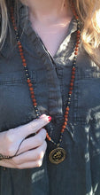 Load image into Gallery viewer, Yoga Mala | Black Agate Rudraksha OM Pendant Pendant Neckalce | 108 Beads