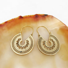 Load image into Gallery viewer, Hoop Mandala Geometric Brass Earrings