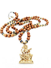 Load image into Gallery viewer, Yoga Mala | Lapis Lazulil Sandalwood Saraswati Pendant Necklace | 108 Beads