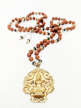Load image into Gallery viewer, Yoga Mala | Lapis Lazuli Rudraksha Lakshmi Pendant Necklace | 108 Beads