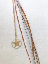 Load image into Gallery viewer, Feather Earrings | Star charm | Ultra Light | Grizzly Rooster Feathers