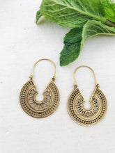 Load image into Gallery viewer, Hoop Mandala Geometric Brass Earrings