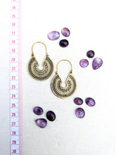 Load image into Gallery viewer, Hoop Mandala Geometric Brass Earrings