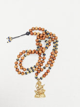 Load image into Gallery viewer, Yoga Mala | Lapis Lazulil Sandalwood Saraswati Pendant Necklace | 108 Beads