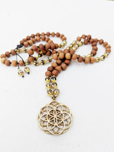 Load image into Gallery viewer, Yoga Mala | Agate Sandalwood Seed of Life Pendant Necklace | 108 Beads