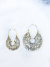 Load image into Gallery viewer, Large Hoop Mandala Geometric Brass Earrings