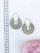 Load image into Gallery viewer, Large Hoop Mandala Geometric Brass Earrings