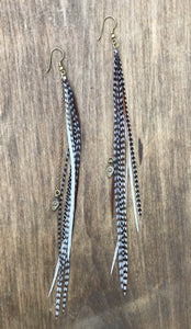 Feather Earrings | Leaf Charm | Ultra Light | Grizzly Rooster Feathers