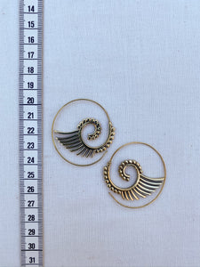 Wings Spiral Brass Earrings