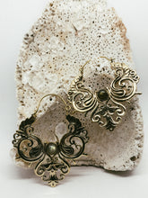 Load image into Gallery viewer, Labradorite Oasis Brass Hoop Earrings