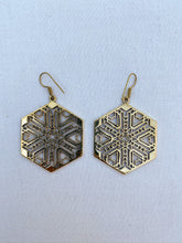 Load image into Gallery viewer, Hexagon Brass Earrings