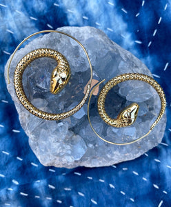 Snake Spiral Brass Earrings