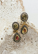 Load image into Gallery viewer, Saachi Tourmaline + Diamond Drop Earrings