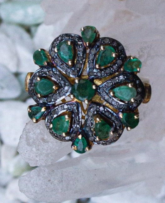 Shivani Emerald + Diamond Ring