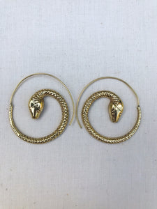 Snake Spiral Brass Earrings