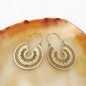 Hoop Mandala Geometric Brass Earrings