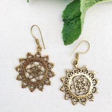 Load image into Gallery viewer, Seed of Life Brass Mandala Earrings