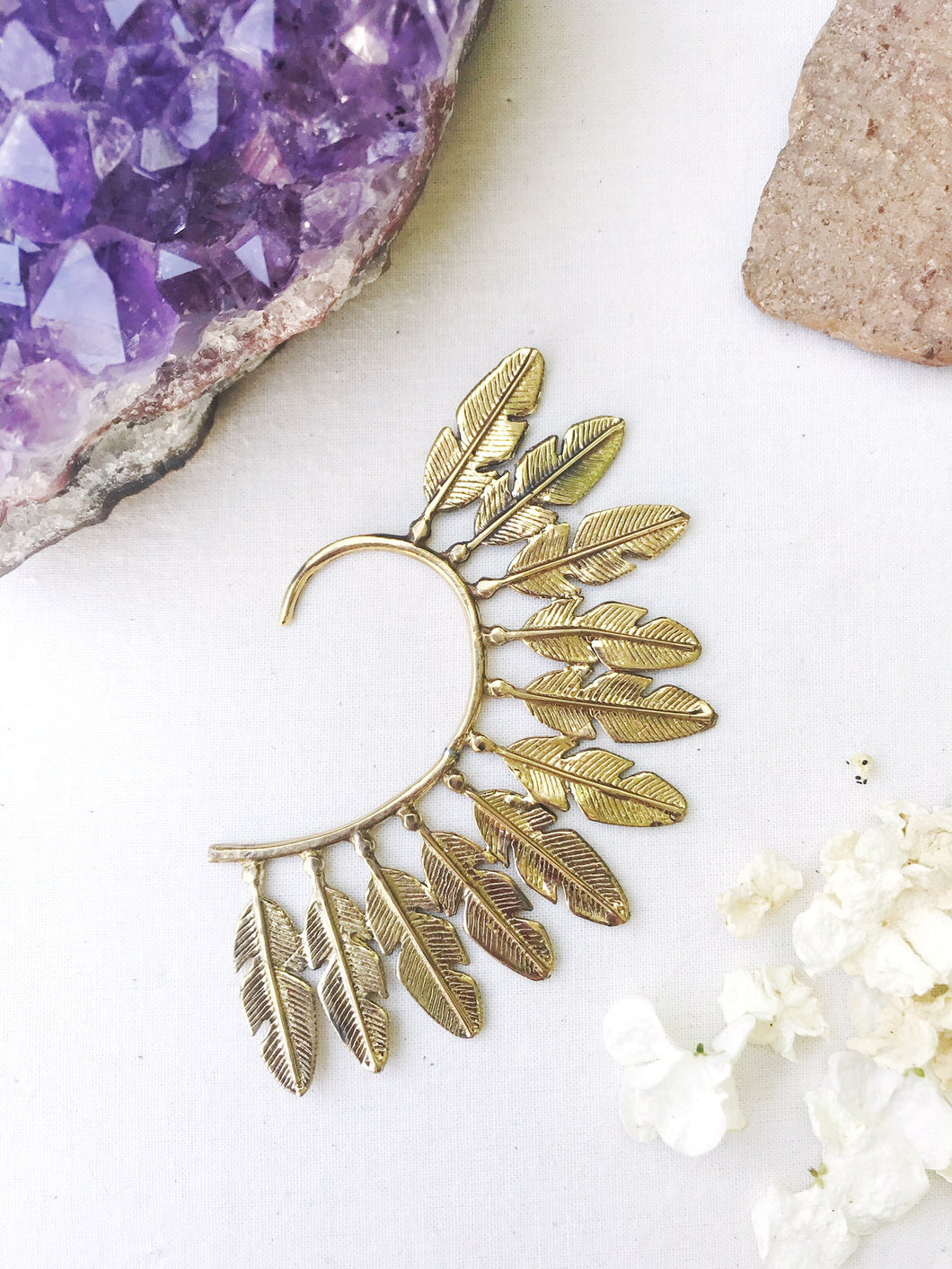 Brass Ear Cuff Tribal Feather Ear Wrap – ZEBA Designs