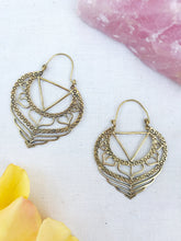 Load image into Gallery viewer, Goddess Within Brass Hoop Earrings