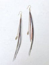 Load image into Gallery viewer, Feather Earrings | Leaf Charm | Ultra Light | Grizzly Rooster Feathers