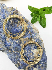 Large Circle Hoop Brass Earrings
