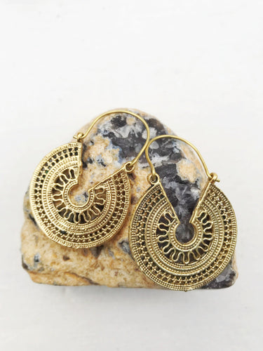 Hoop Mandala Geometric Brass Earrings