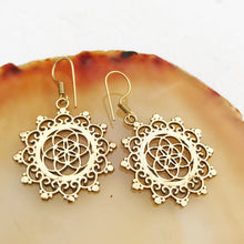 Load image into Gallery viewer, Seed of Life Brass Mandala Earrings