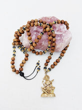 Load image into Gallery viewer, Yoga Mala | Lapis Lazulil Sandalwood Saraswati Pendant Necklace | 108 Beads