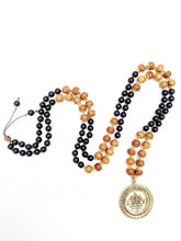 Load image into Gallery viewer, Yoga Mala | Black Onyx Sandalwood Sri Yantra Pendant Necklace | 108 Beads
