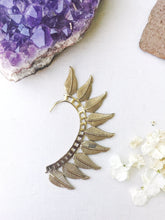 Load image into Gallery viewer, Brass Ear Cuff | Tribal Solid Leaves | Ear Wrap