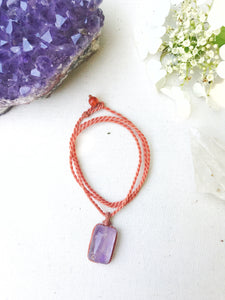 Amethyst Necklace | Micro Macrame | Handmade One of a Kind | Silver Accents