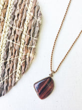 Load image into Gallery viewer, Red Tiger&#39;s Eye Necklace | Micro Macrame | Handmade One of a Kind | Silver Accents