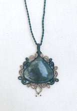 Load image into Gallery viewer, Moss Agate Necklace | Micro Macrame | Handmade One of a Kind | Silver Accents