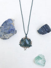 Load image into Gallery viewer, Moss Agate Necklace | Micro Macrame | Handmade One of a Kind | Silver Accents