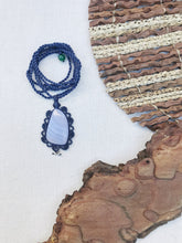 Load image into Gallery viewer, Blue Lace Agate Necklace | Micro Macrame | Handmade One of a Kind | Silver Accents