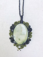 Load image into Gallery viewer, Prehnite Necklace | Micro Macrame | Handmade One of a Kind | Silver Accents