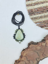 Load image into Gallery viewer, Prehnite Necklace | Micro Macrame | Handmade One of a Kind | Silver Accents