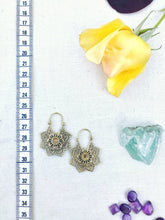 Load image into Gallery viewer, Flower Mandala Brass Hoop Earrings