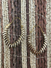 Load image into Gallery viewer, Tribal Leaves Brass Hoop Earrings