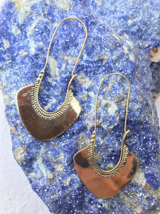 Cleopatra Goddess Brass Hoop Earrings