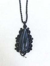 Load image into Gallery viewer, Black Tourmaline Necklace | Micro Macrame | Handmade One of a Kind | Silver Accents