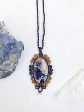 Load image into Gallery viewer, Sodalite Necklace | Micro Macrame | Handmade One of a Kind | Silver Accents