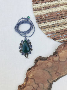 Aventurine Necklace | Micro Macrame | Handmade One of a Kind | Silver Accents