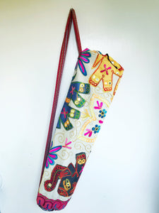 Handmade Indian Elephant Yoga Mat Bag Embroidered Vintage Boho Colorful  Ganesha