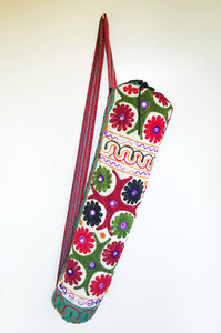 Handmade Indian Flower Yoga Mat Bag Embroidered Vintage Boho Colorful Mandala