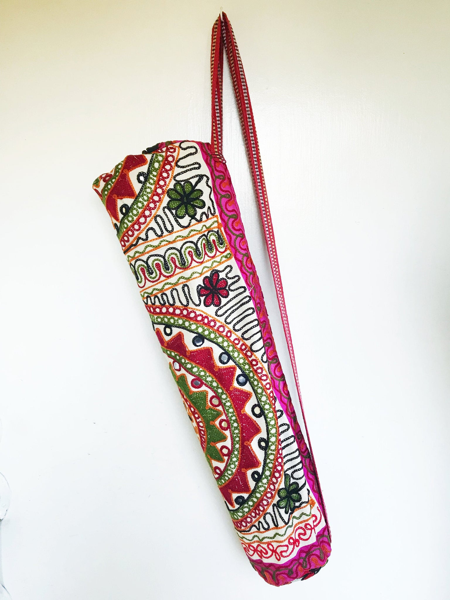 Handmade Indian Mandala Yoga Mat Bag Embroidered Vintage Boho Colorful –  ZEBA Designs