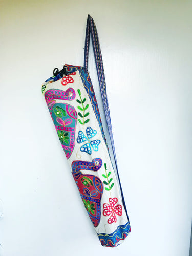 Handmade Yoga Mat Bag, Embroidered Yoga Mat Carrier, Boho Gym Bag